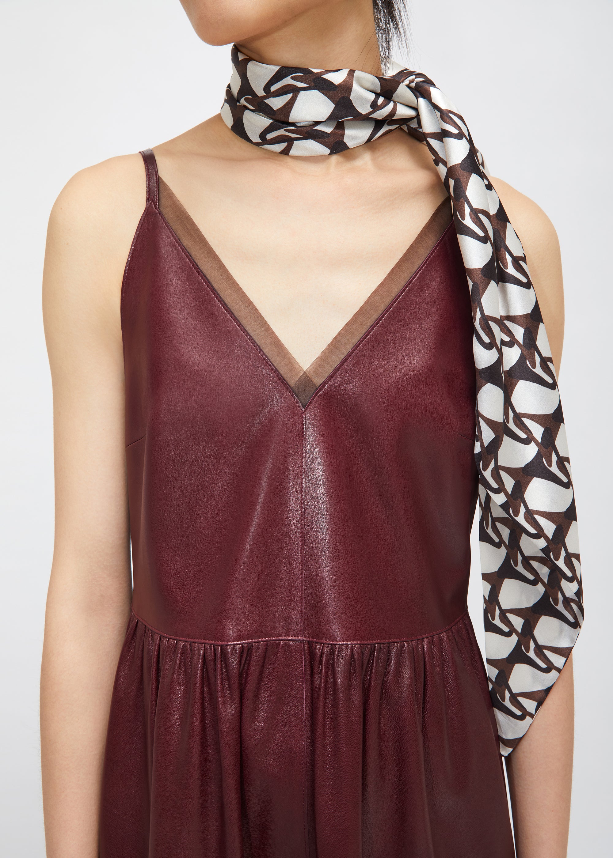 Rankin midi dress in leather - Burgundy