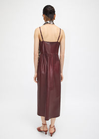 Rankin midi dress in leather - Burgundy