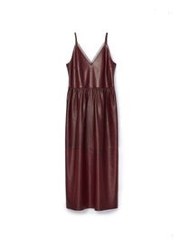 Rankin midi dress in leather - Burgundy
