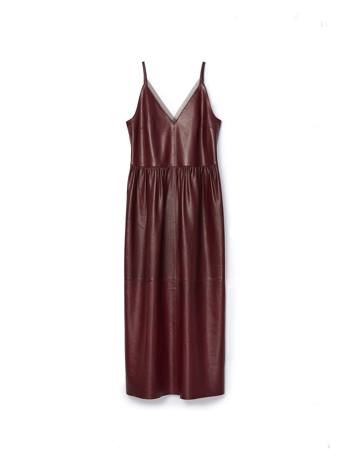 Rankin midi dress in leather - Burgundy