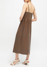 Robe midi Rankin en cuir - Taupe