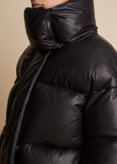 Raphael puffer jacket in leather - Black