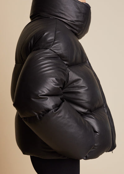 Raphael puffer jacket in leather - Black