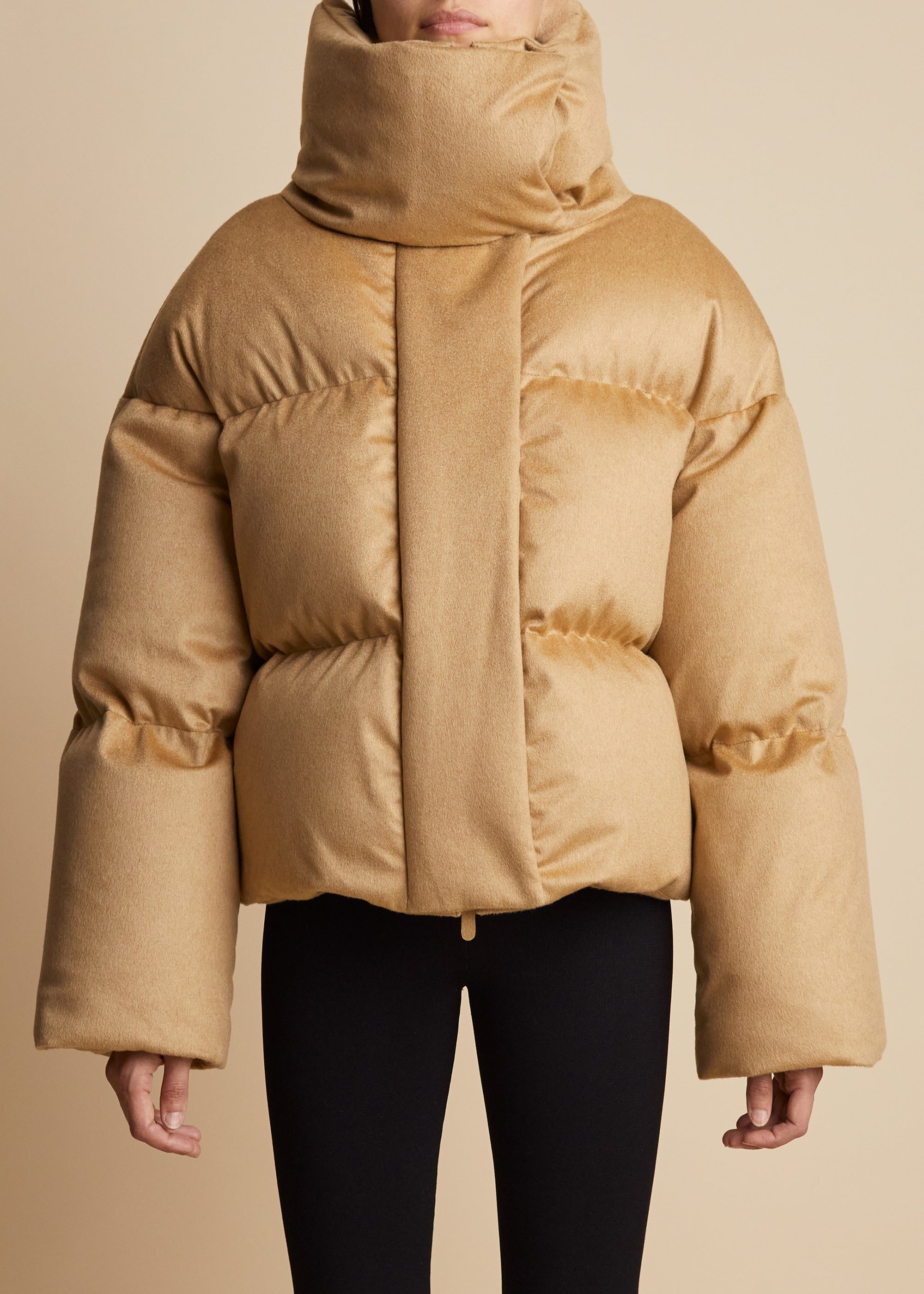 Raphael puffer jacket in cashmere - Caramel