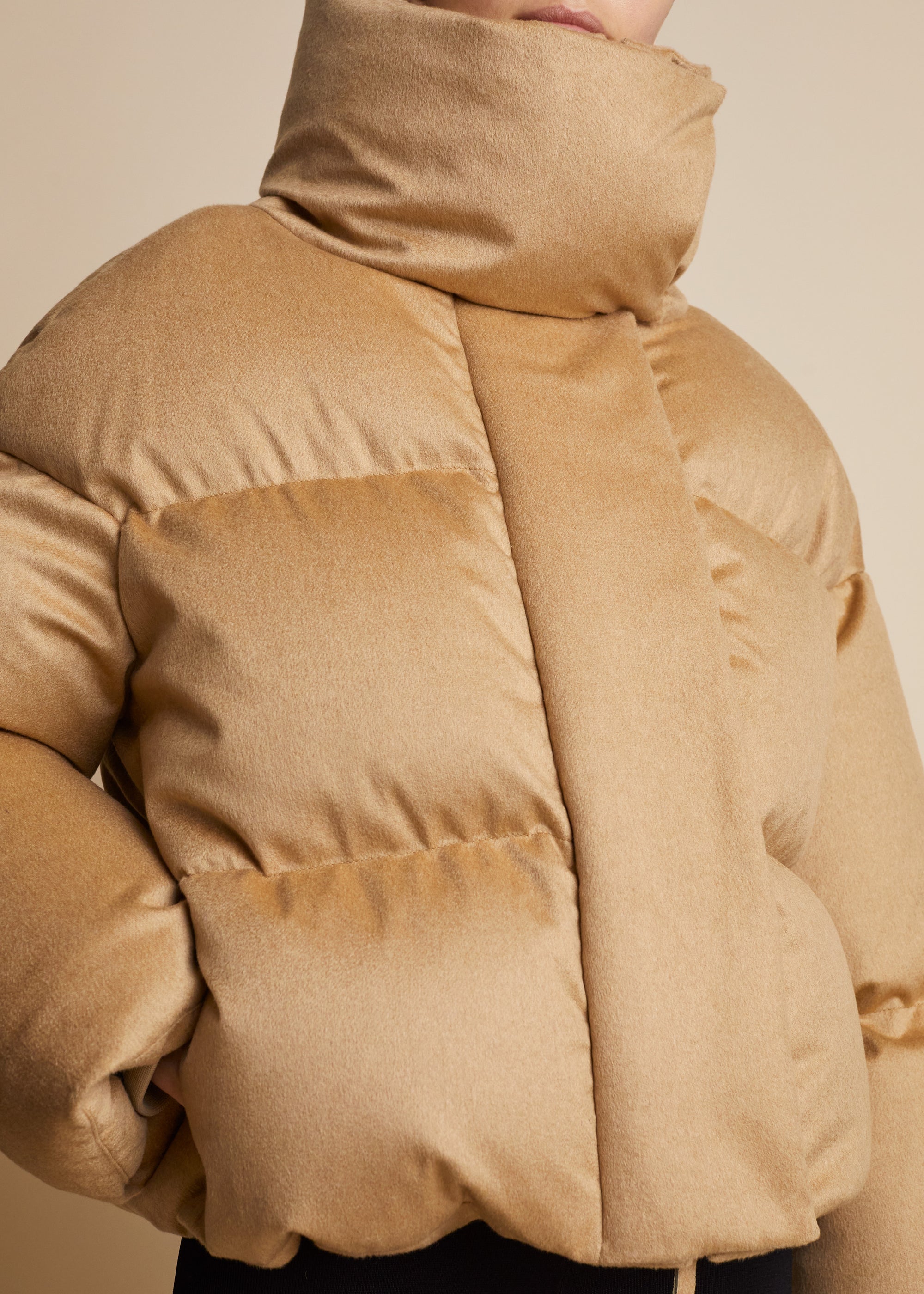 Raphael puffer jacket in cashmere - Caramel