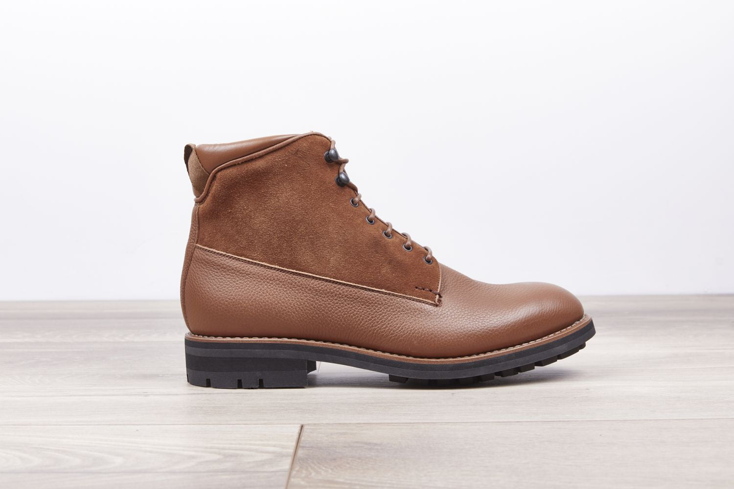 13qty NEW / Bottines RAPHIA BOXING/HYDROVELOURS COMMANDO - Cognac/fauve