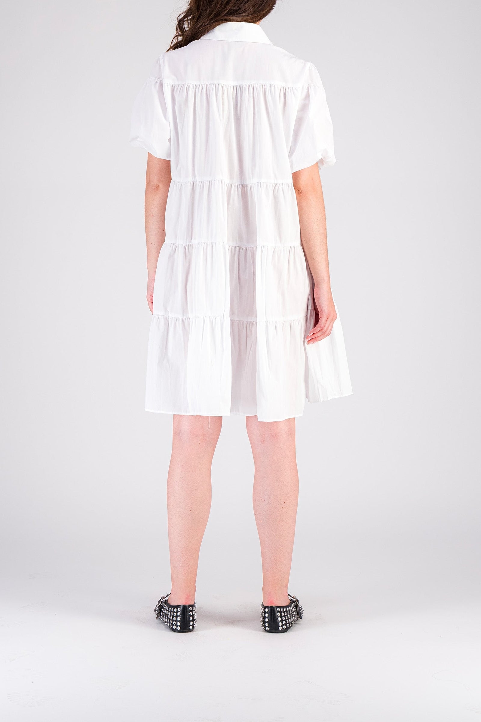 Mex short dress with ruffles - White