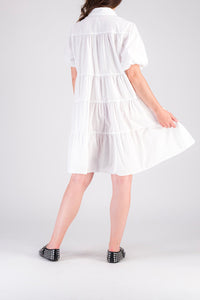 Mex short dress with ruffles - White