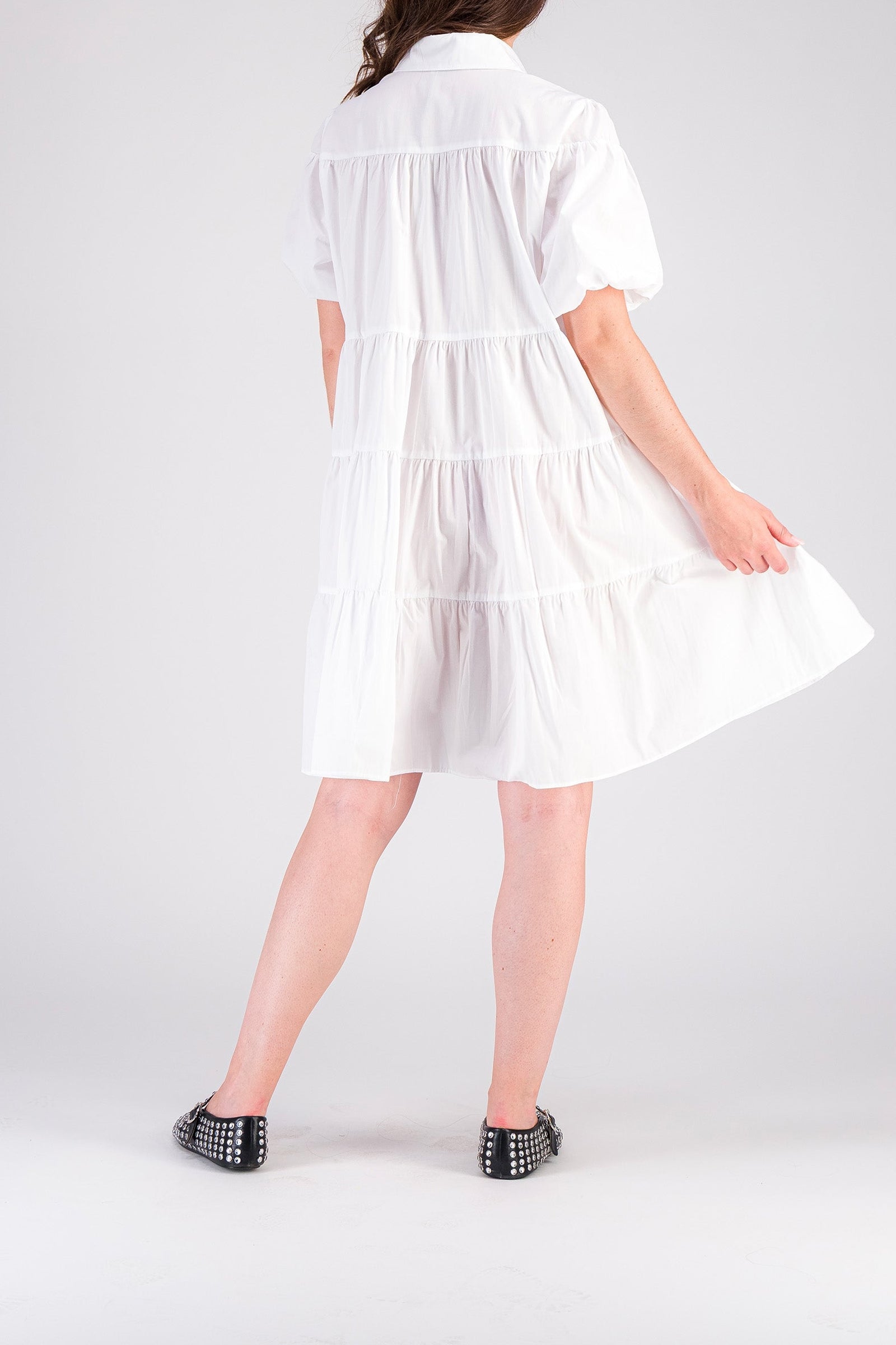 Mex short dress with ruffles - White