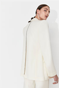 Veste blazer Spinal en laine - Off White with Silver