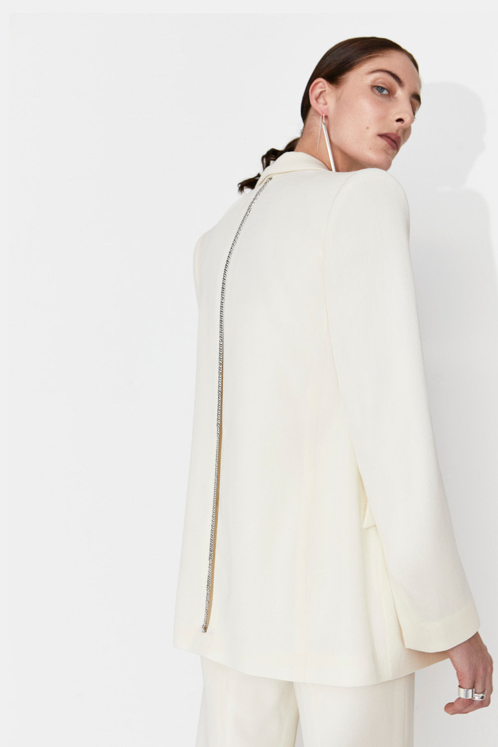 Veste blazer Spinal en laine - Off White with Silver