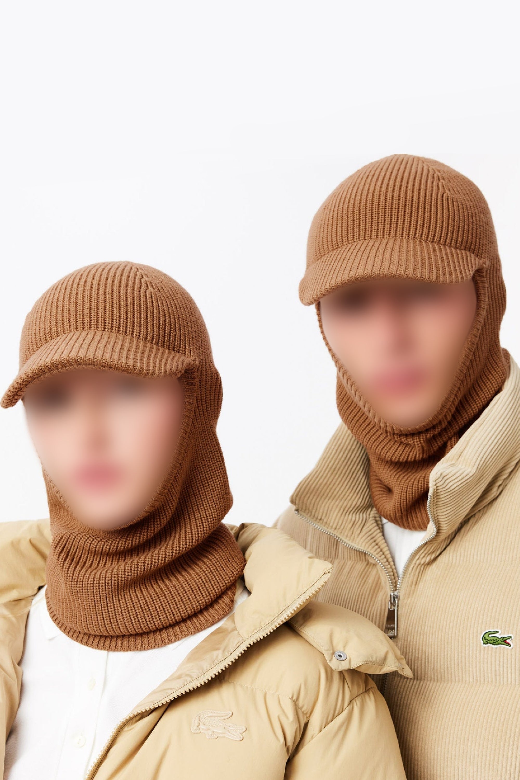 Cagoule côtelée à visière en laine - Cookie