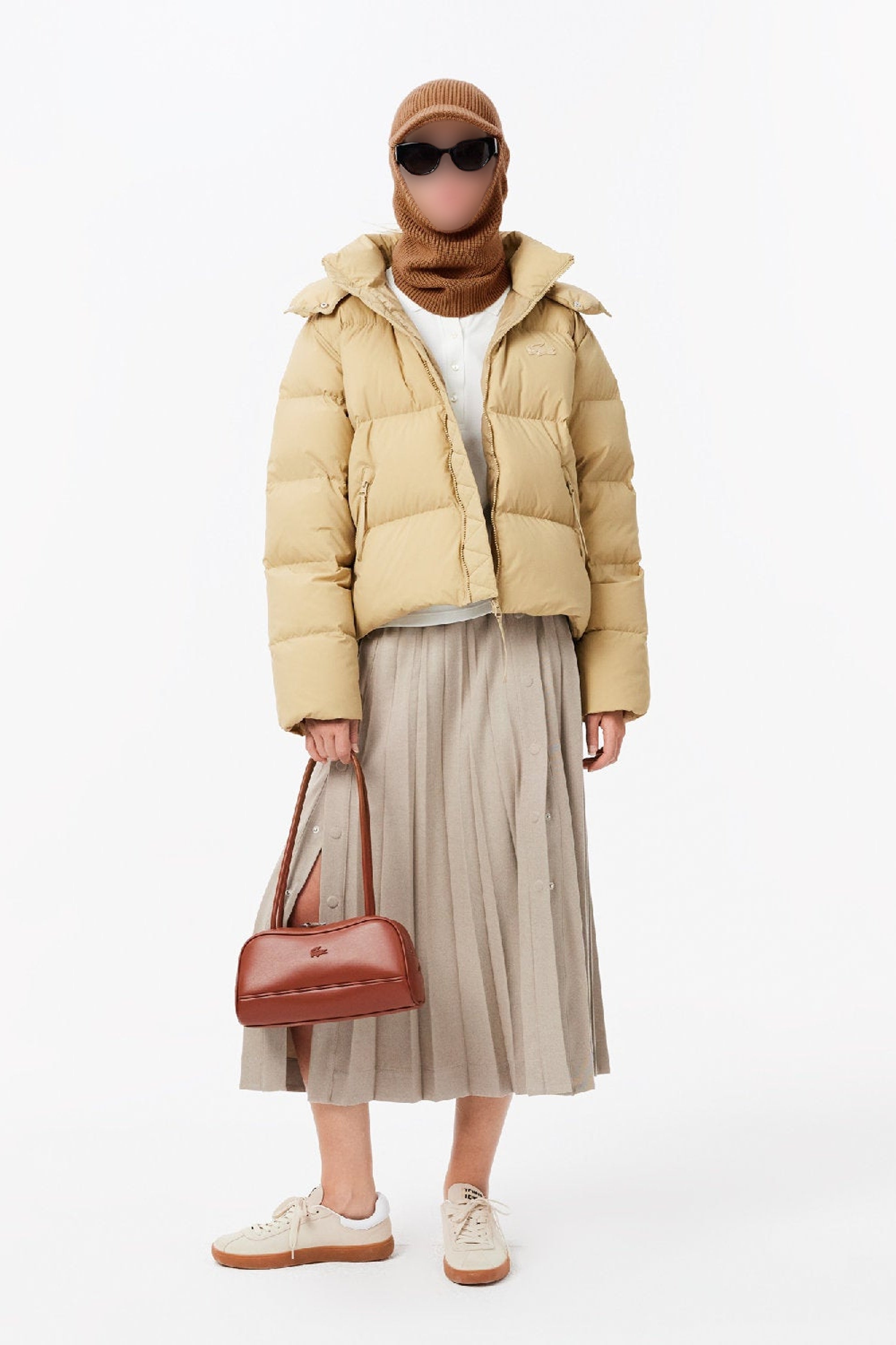 Cagoule côtelée à visière en laine - Cookie
