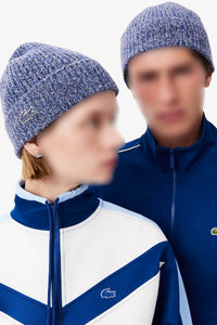Ribbed carded wool hat - Marine Neps