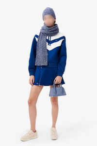 Ribbed carded wool hat - Marine Neps