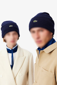 Bonnet à revers en laine - Marine
