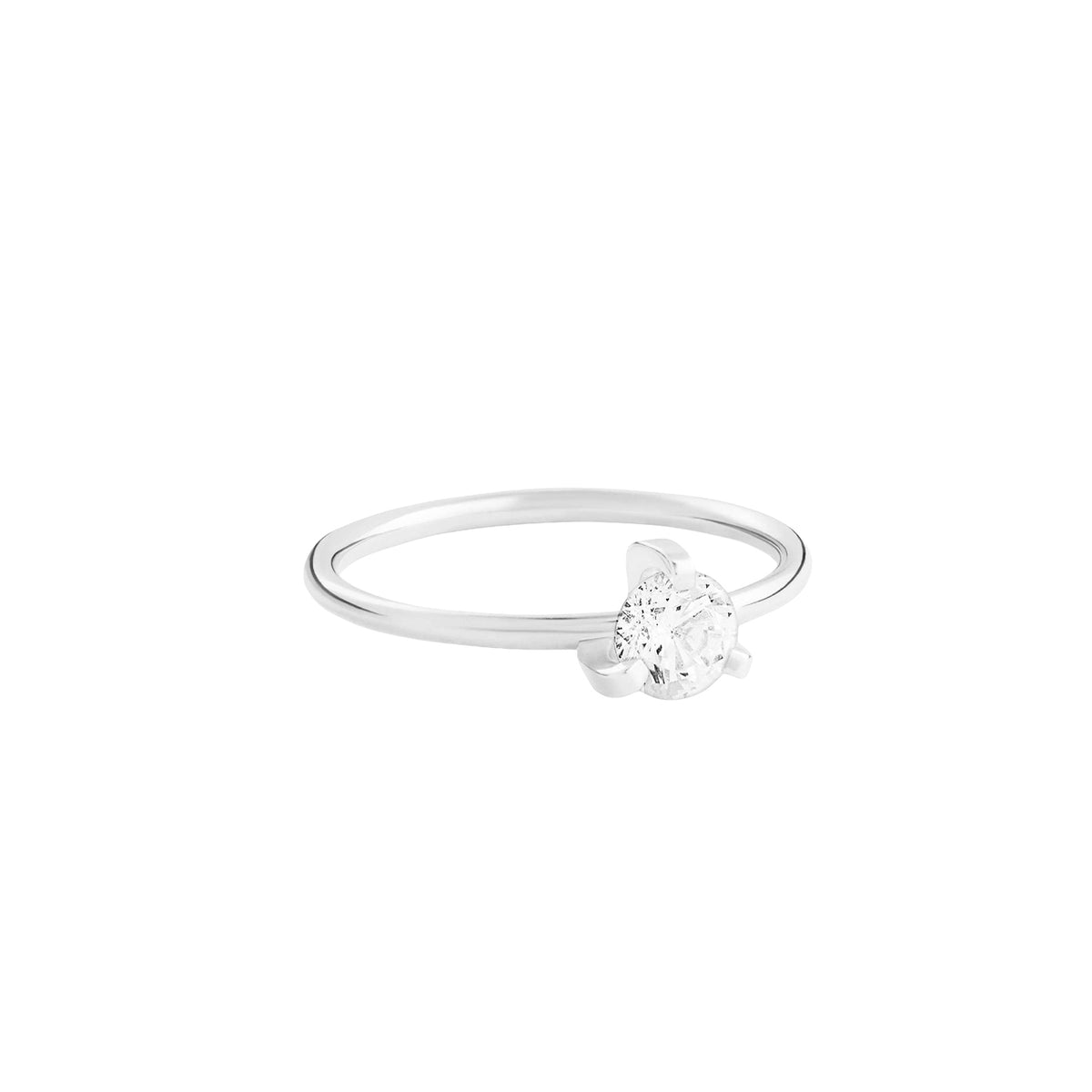 Maria solitaire diamond ring in 18-carat white gold - White