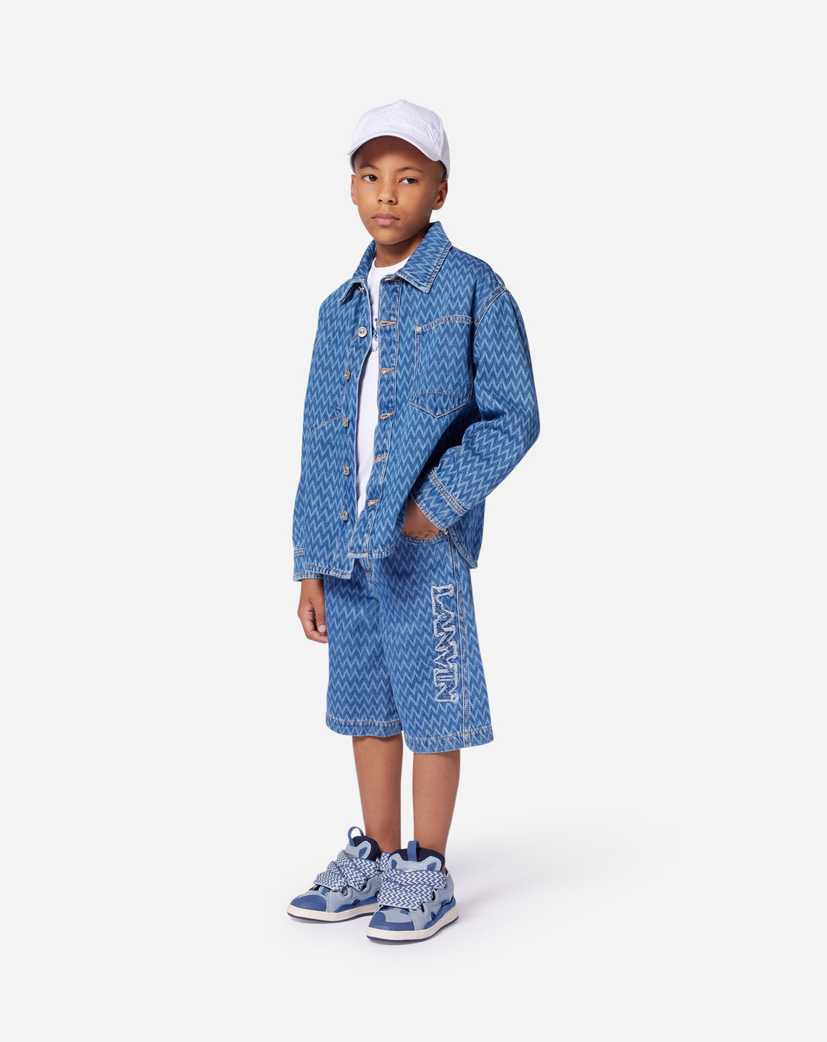 ZZNO STOCK BLEU CURB PRINT DENIM OVER SHIRT