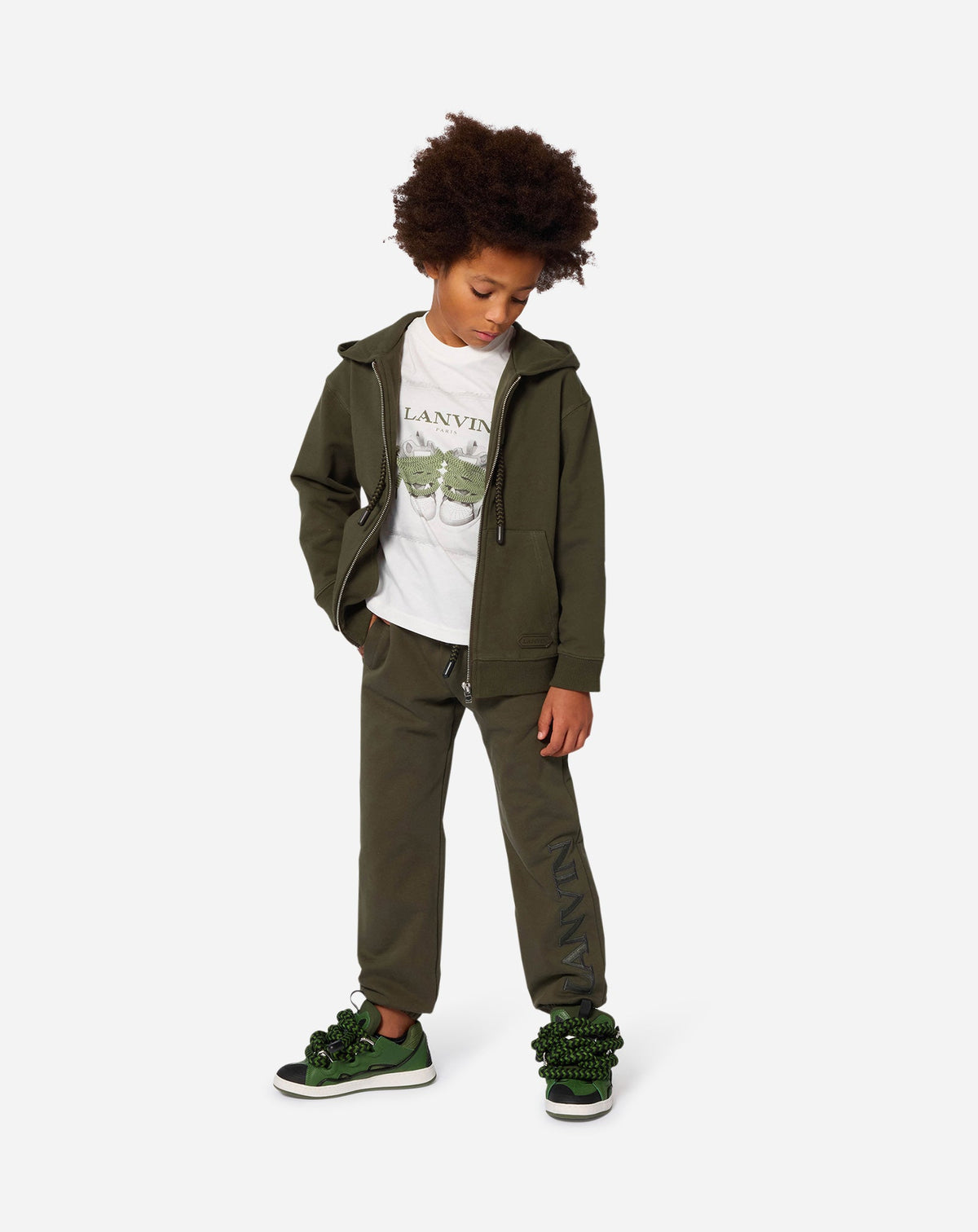 Snake lace zip hoody - Kaki
