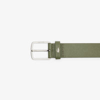 Ceinture grainée en cuir - Kaki