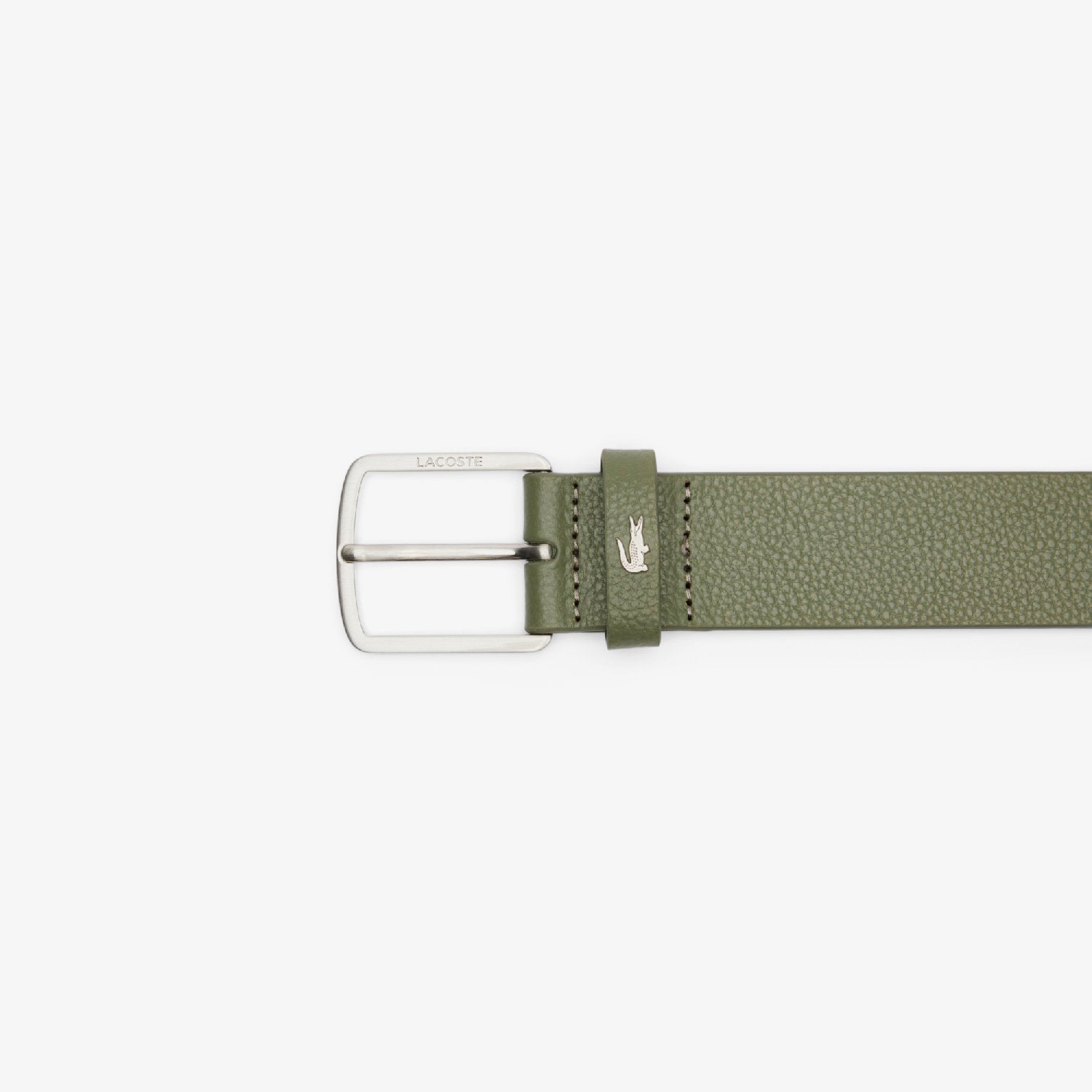 Ceinture grainée en cuir - Kaki