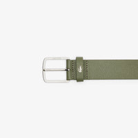 Ceinture grainée en cuir - Kaki
