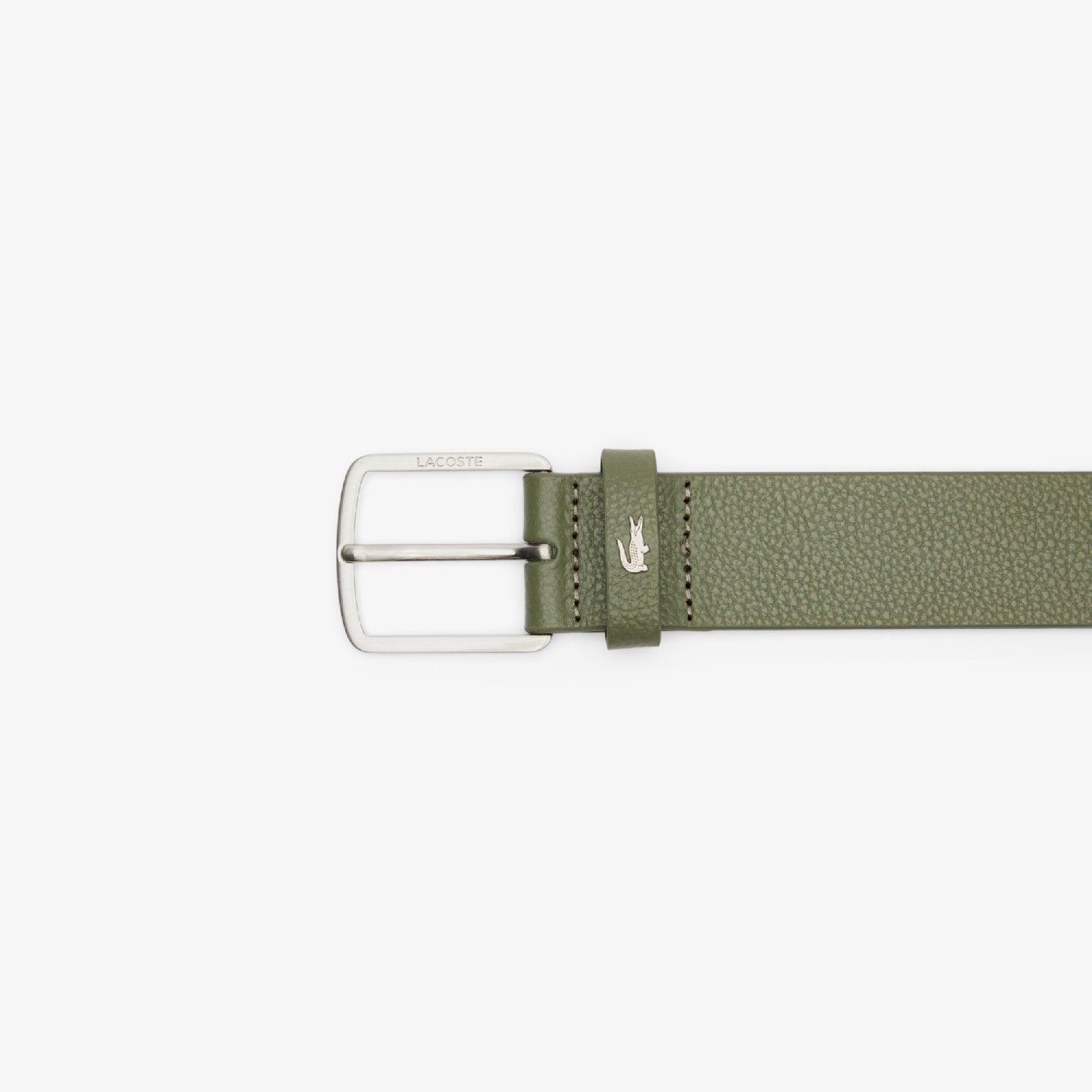 Ceinture grainée en cuir - Kaki