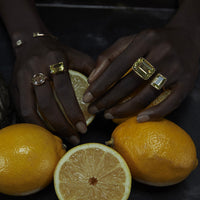 cocktail horizontal lemon quartz ring