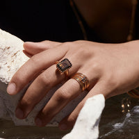 cocktail vertical lemon quartz ring