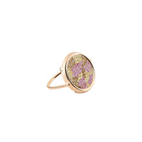 Bague Disc Ring en or rose 18 carats quartz fumé, topaze rose et quartz lemon  - Jaune