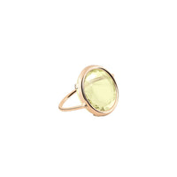 Bague Cocktail Disc Ring en or rose 18 carats et quartz lemon  - Jaune
