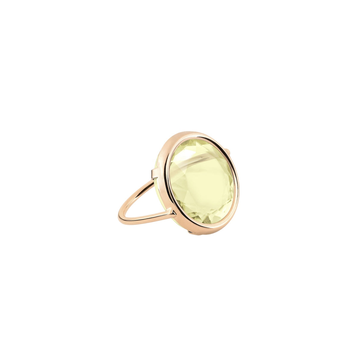 Bague Cocktail Disc Ring en or rose 18 carats et quartz lemon  - Jaune