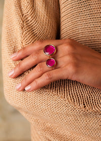 pink corundum disc ring