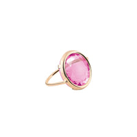 Bague Cocktail Disc Ring en or rose 18 carats et corindon rose. - Rose