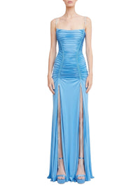 Robe longue à fronces - Azure Blue