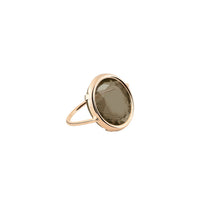 Bague Cocktail Disc Ring en or rose 18 carats et quartz fumé  - Marron
