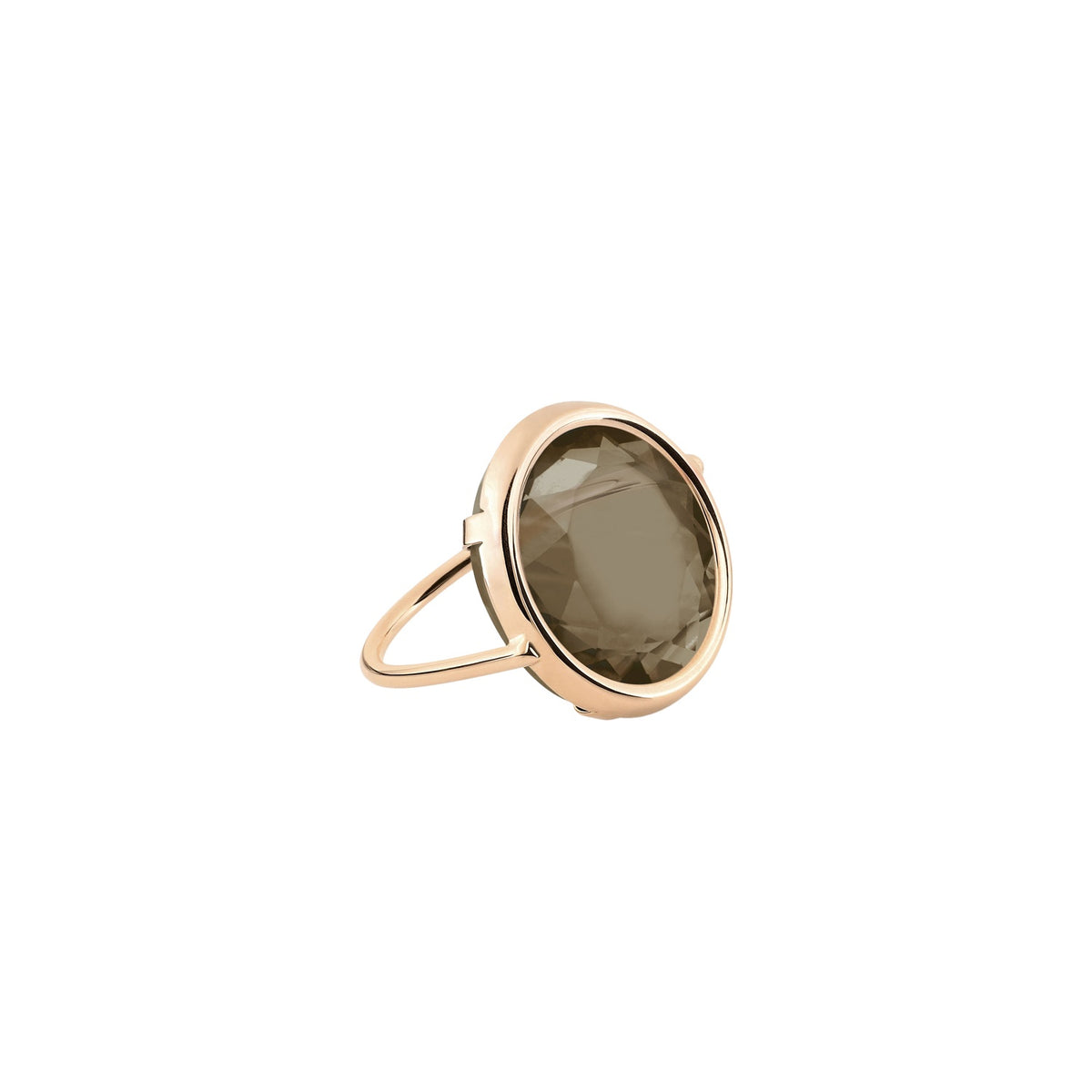 Bague Cocktail Disc Ring en or rose 18 carats et quartz fumé  - Marron