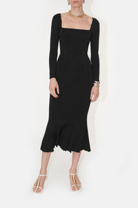 Long Sleeve Crew Neck Atalanta Dress - Black