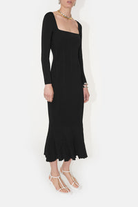 Long Sleeve Crew Neck Atalanta Dress - Black