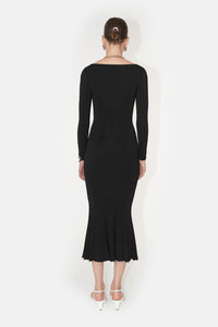 Long Sleeve Crew Neck Atalanta Dress - Black