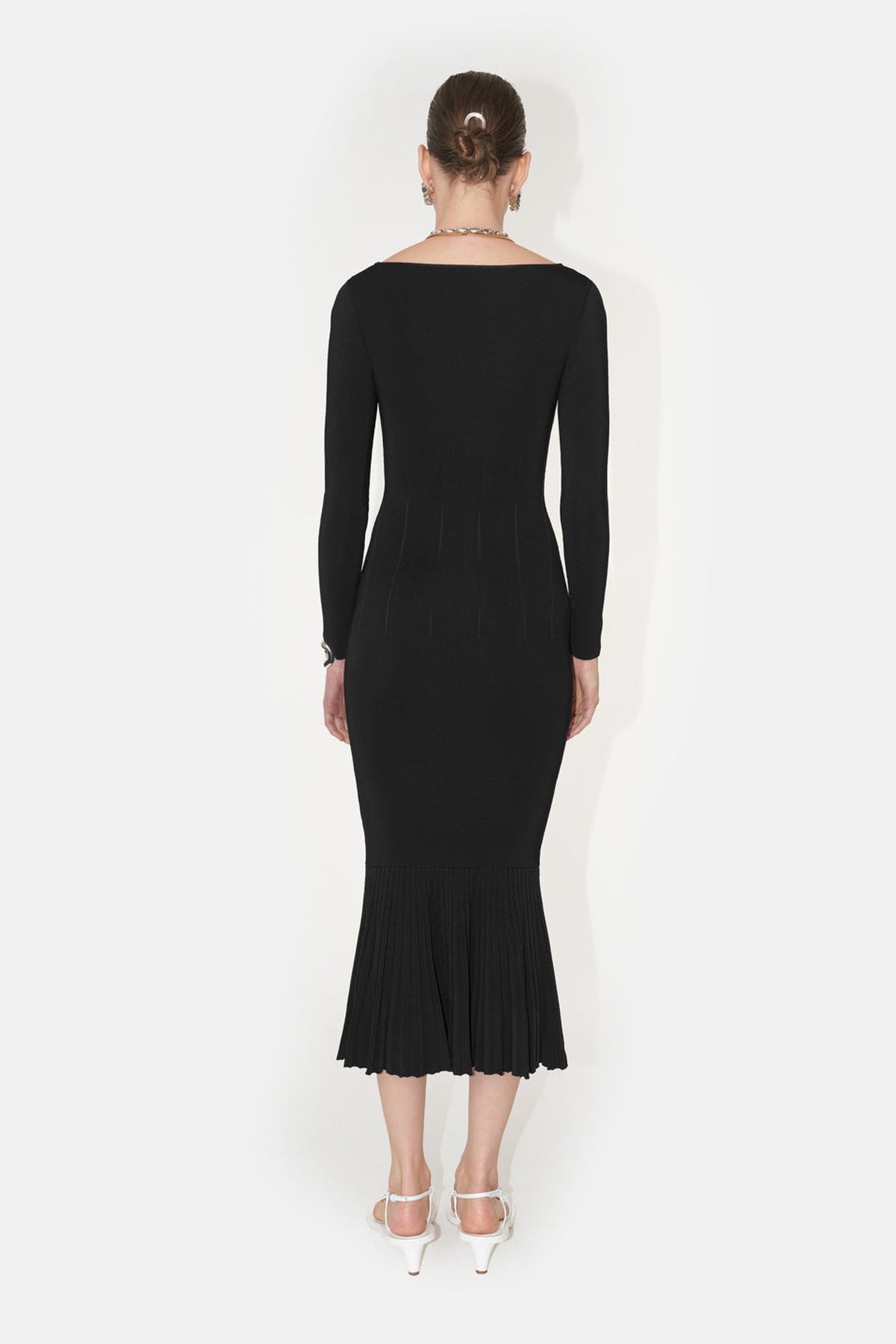Long Sleeve Crew Neck Atalanta Dress - Black