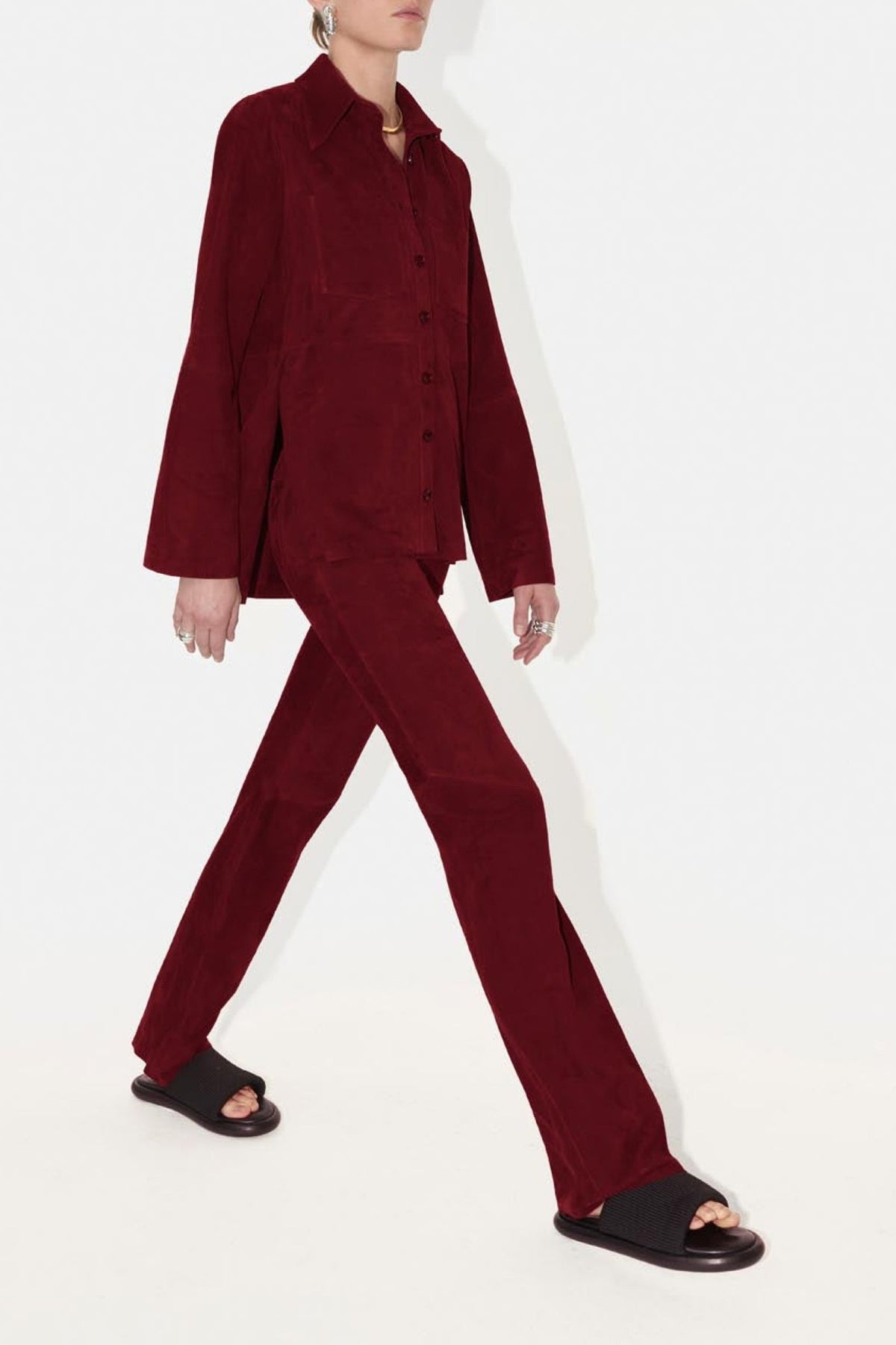 Farrah Suede Trousers - Oxblood