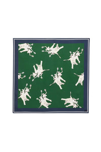 Printed silk square - Green & Navy Flour