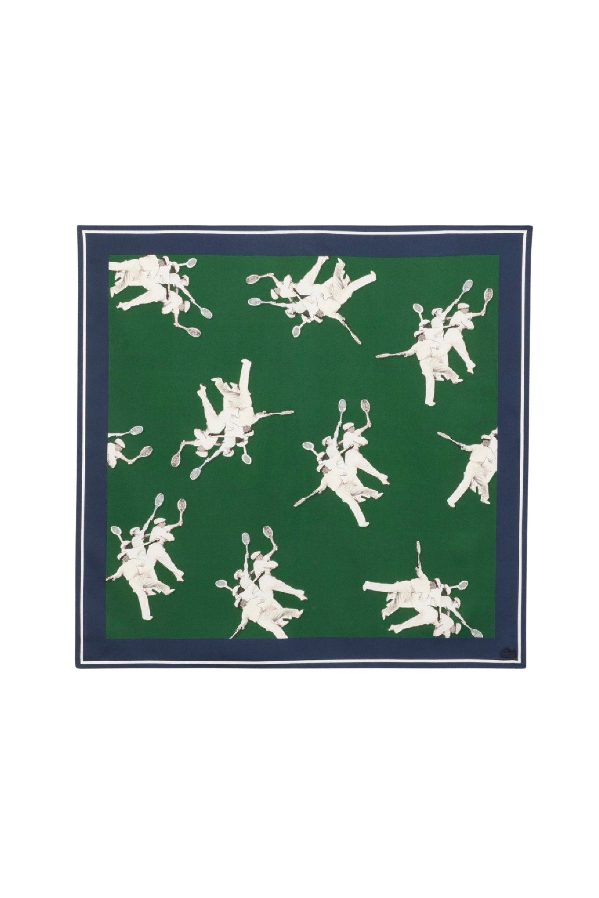Printed silk square - Green & Navy Flour