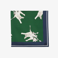 Printed silk square - Green & Navy Flour