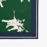 Printed silk square - Green & Navy Flour