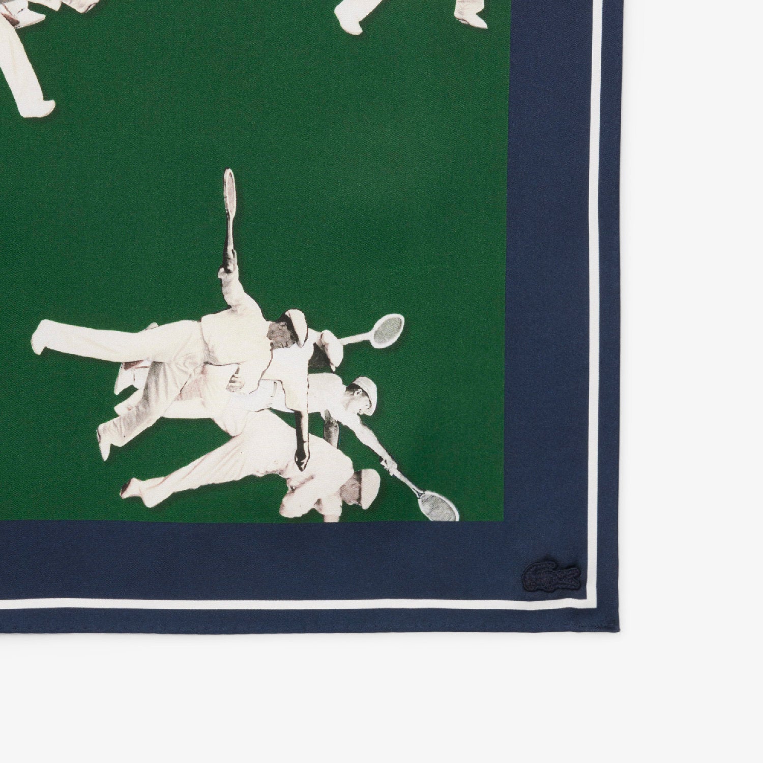 Printed silk square - Green & Navy Flour