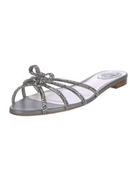 Sandales plates Caterina à strass en satin - Grigio & Light Crome