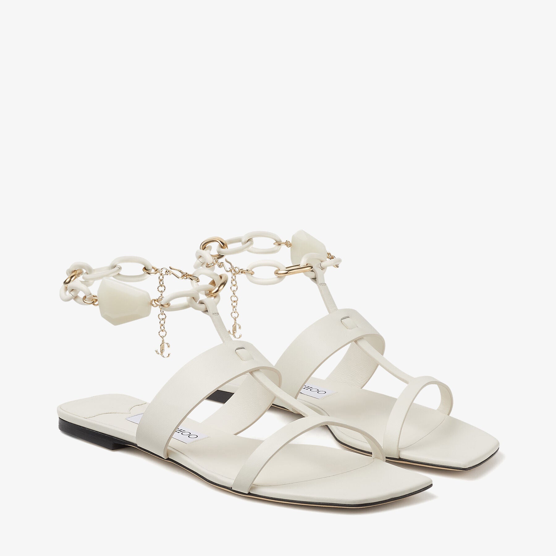 Sandales Reed plates en cuir avec chaînette - Latte