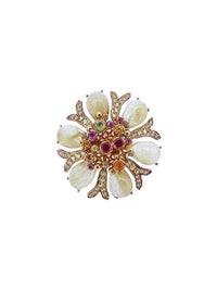 1qty DJV / QTY DISPO : 1-QTY VENDUES : 0-ST : 0% PRIX DJV : 650€ // Vermeil Bague marguerite sertie de cabochon ruthilite 28 /// RECO : 645€